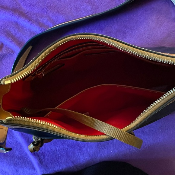 Dooney & Bourke 1975- Leather Crossbody, Navy Blue with Tan Leather Trim - Picture 5 of 5